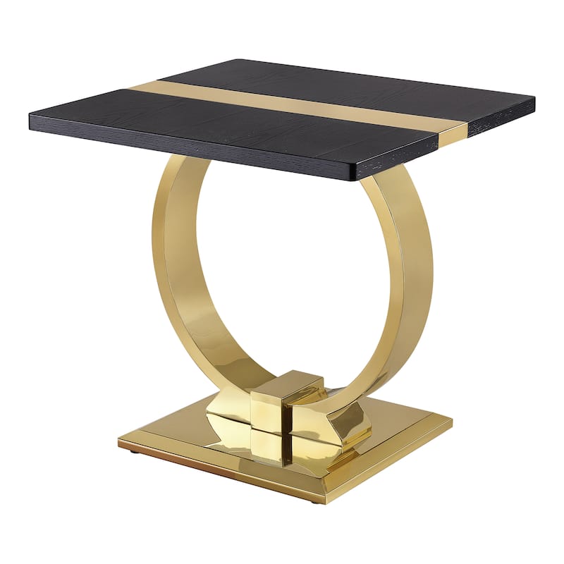 Furniture of America Carra Modern 3-Piece Stainless Steel O-Shaped Trestle Base Coffee Table Set