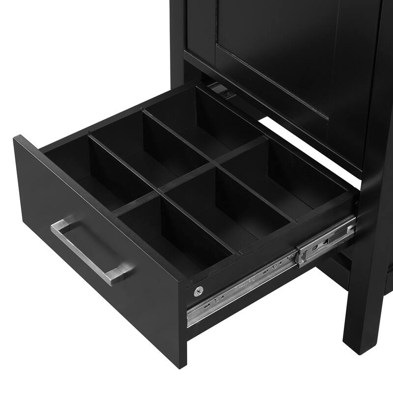 Bathroom Vanity with Ceramic Sink, Freestanding Single Vanity Set, Storage Cabinet with Divider Drawer & Door Shelf