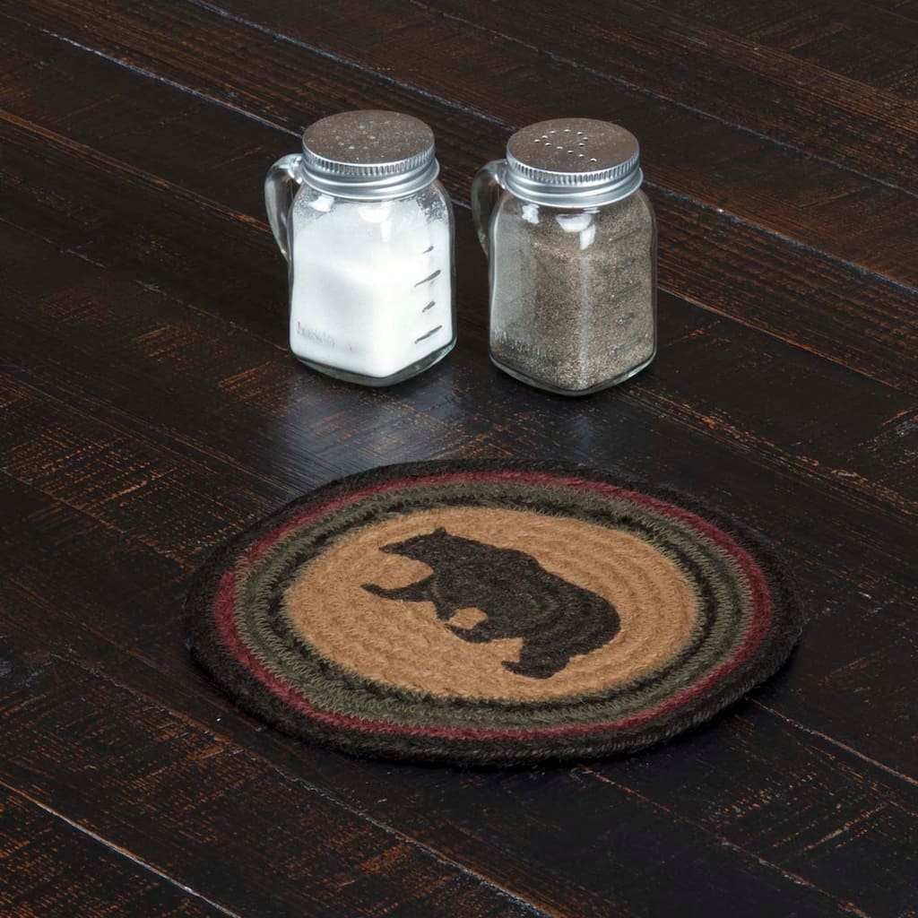 Wyatt Stenciled Bear Jute Trivet 8 - Trivet 8