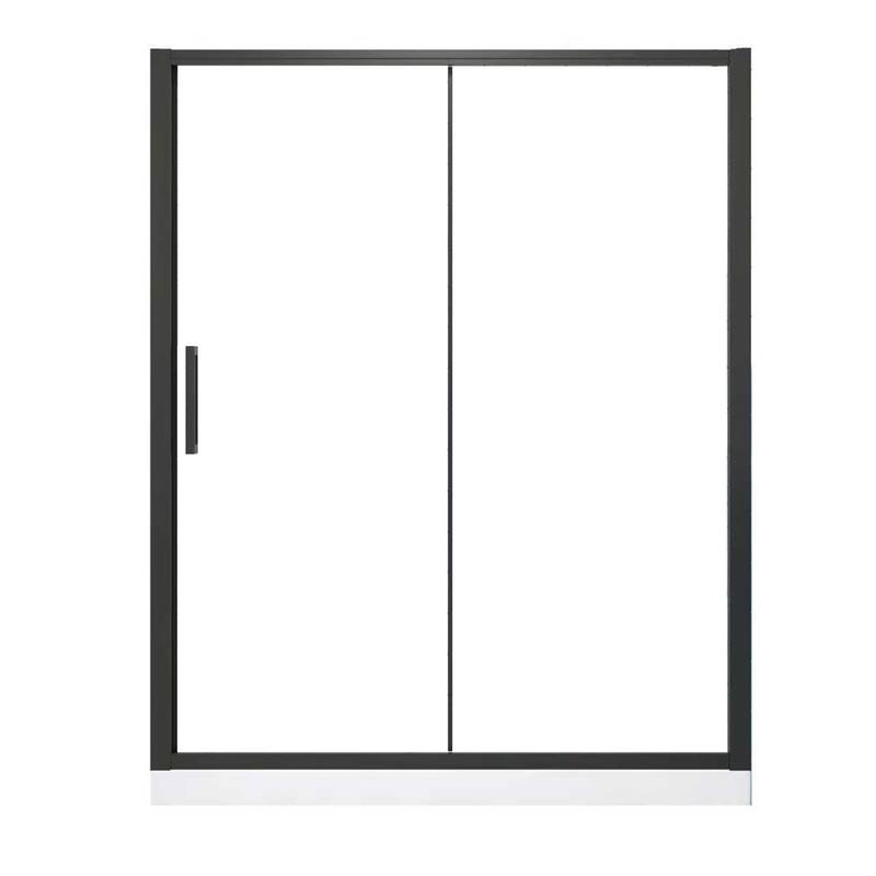 Single Sliding Shower Door Semi-Frameless Shower Glass Panel, 1/4" Clear Tempered Glass