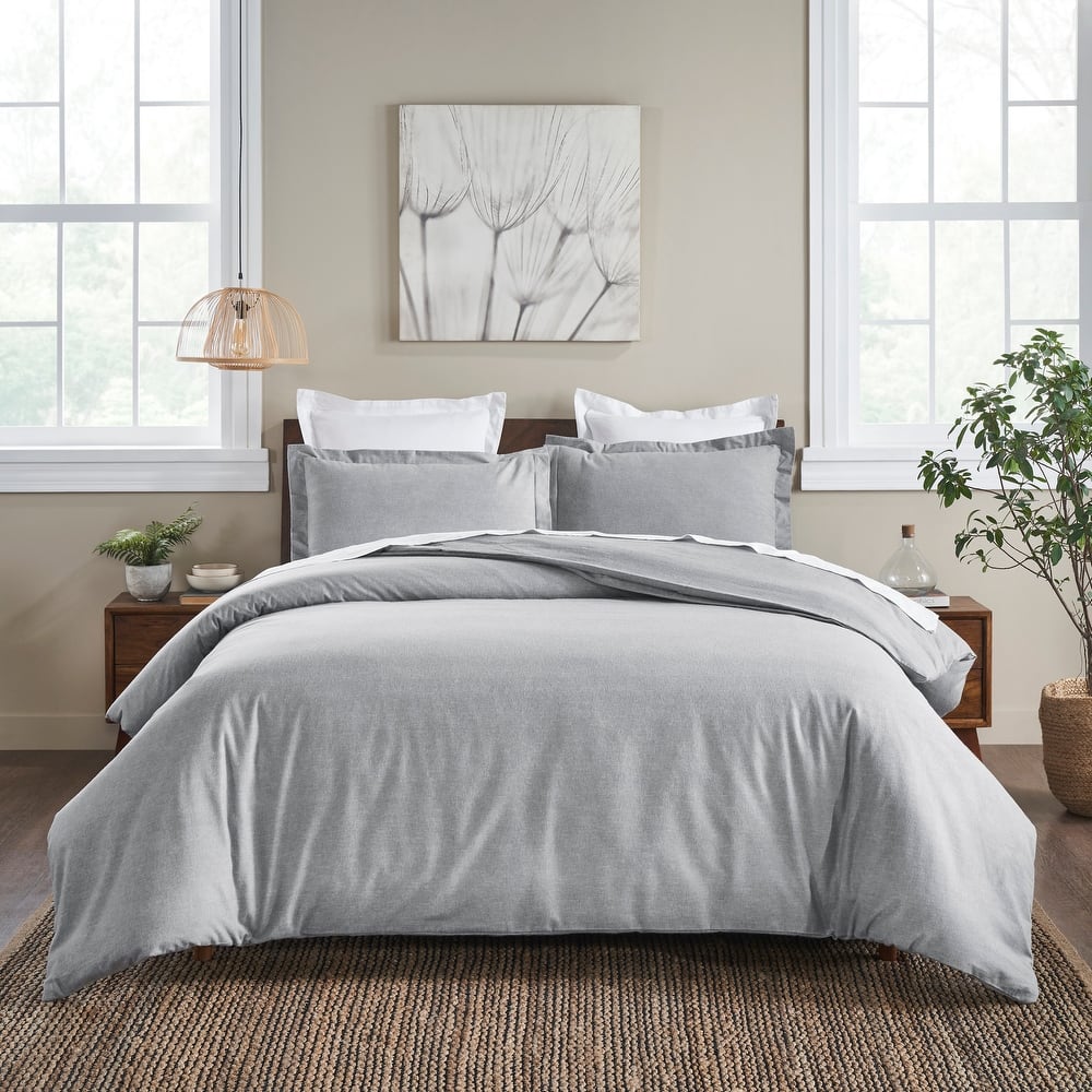 Superior Melange Flannel Cotton Two-Toned Brushed Duvet Cover Set