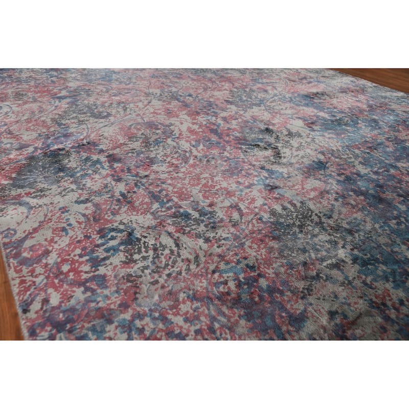 Contemporary Abstract Area Rug Hand-Knotted Multi-Color Wool Carpet - 6'7" x 9'8"