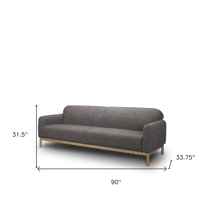 HomeRoots 90" Gray Fabric Sofa With Brown Legs