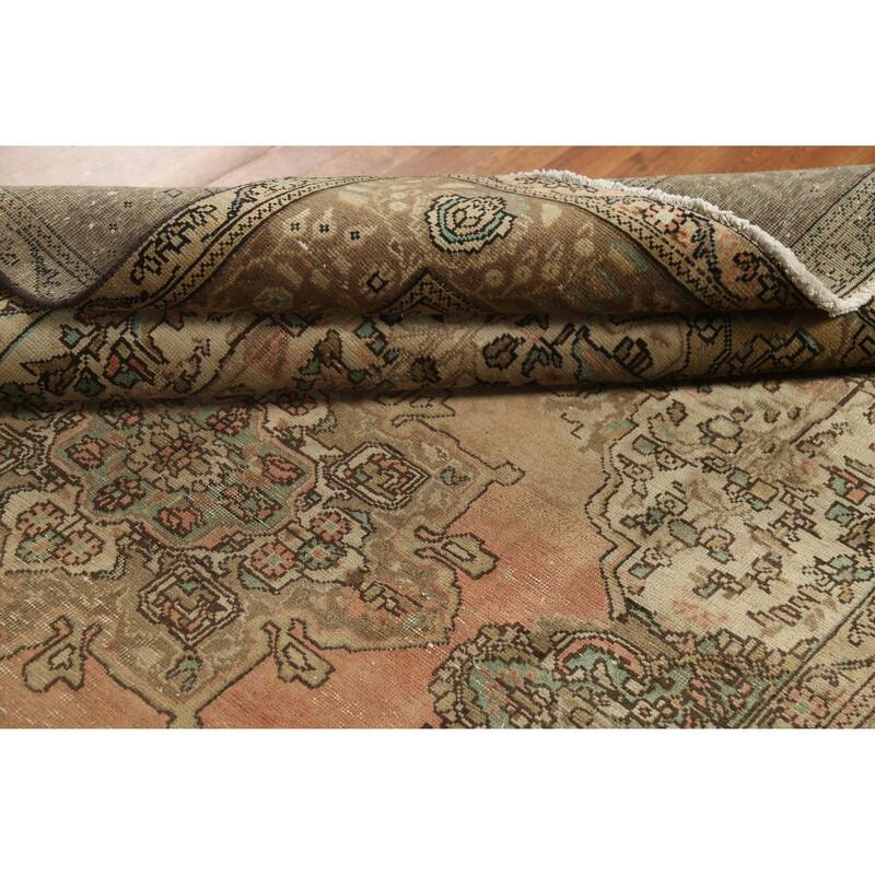 Hand Knotted Oriental 100% Wool Carpet Traditional Medallion Oranges & Rust Tabriz Area Rug - 9' 8'' X 6' 10''