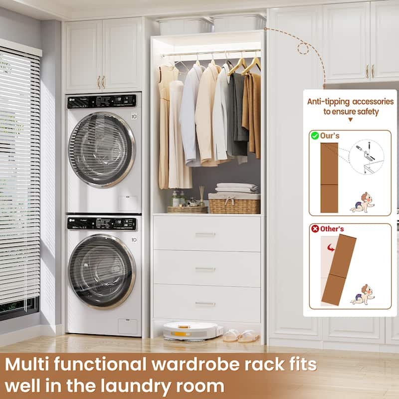 Cimly Freestanding Closet Sytem, Closet Organizer Wardrobe for Walk-in and Reach-in Closet