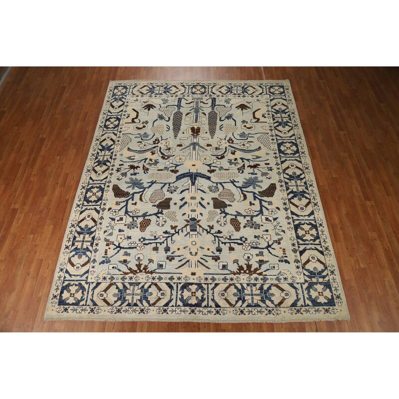 Oushak Turkish Area Rug Hand-Knotted Vegetable Dye Wool Carpet - 8'2"x 10'3"