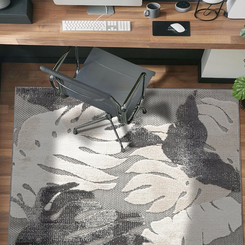 Arles Palm Floral Leaves Indoor/Outdoor Area Rug