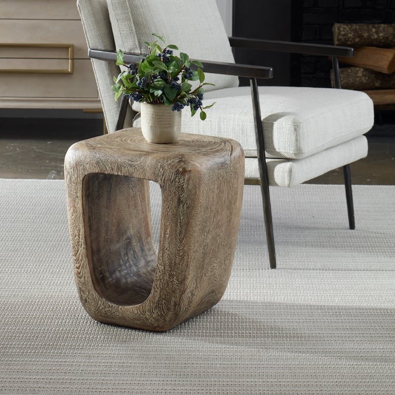 Weathered Style Wooden Accent Stool - 18" - Brown