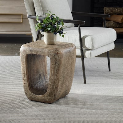 Weathered Style Wooden Accent Stool - 18" - Brown