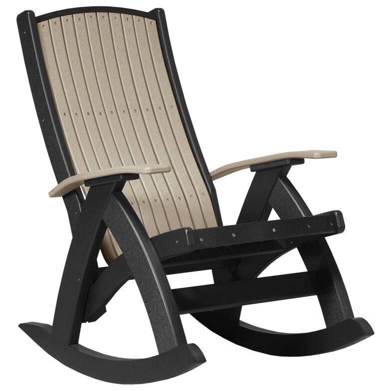 Poly Lumber Comfort Rocker - Weatherwood & Black