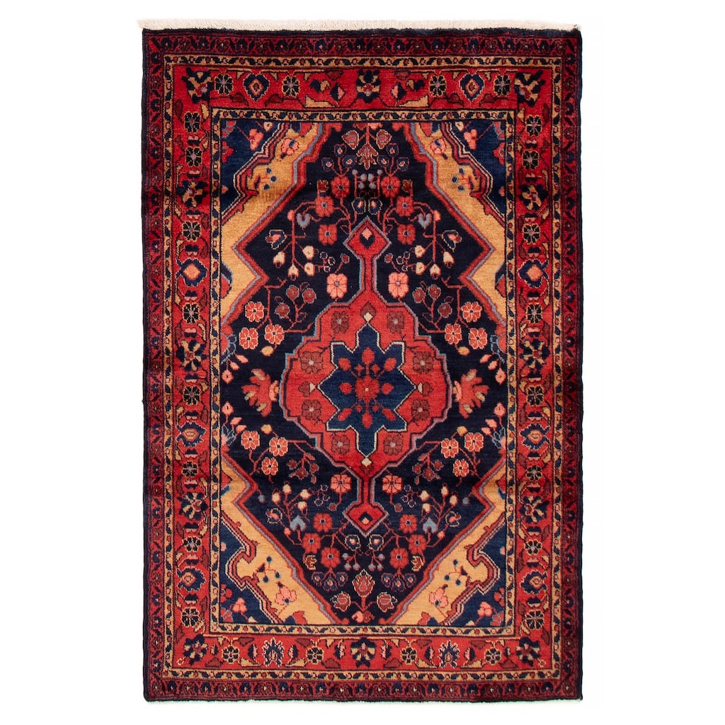 ECARPETGALLERY Hand-knotted Anatolian Vintage Navy Wool Rug - 4'6 x 6'9