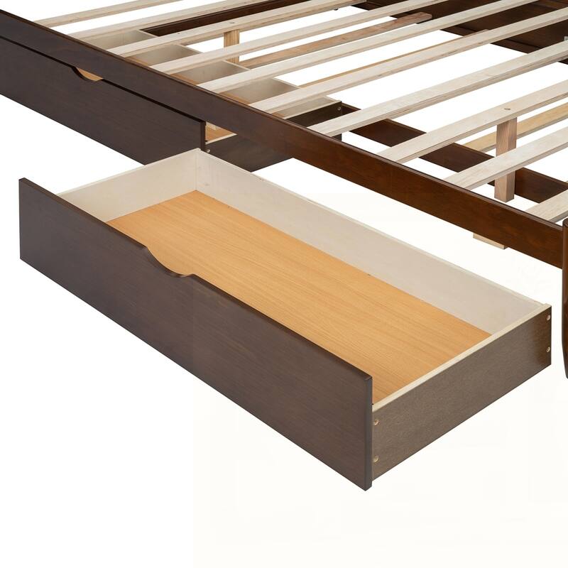 Wooden Storage Platform Bed with USB Ports