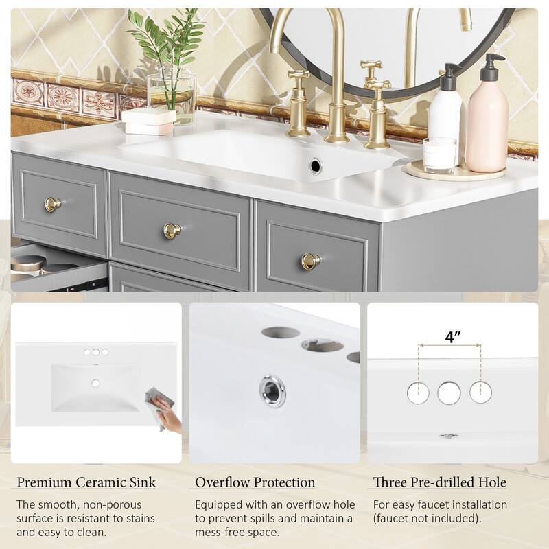 Sophisticated Bathroom Vanity with Abundant Storage and Durable Construction