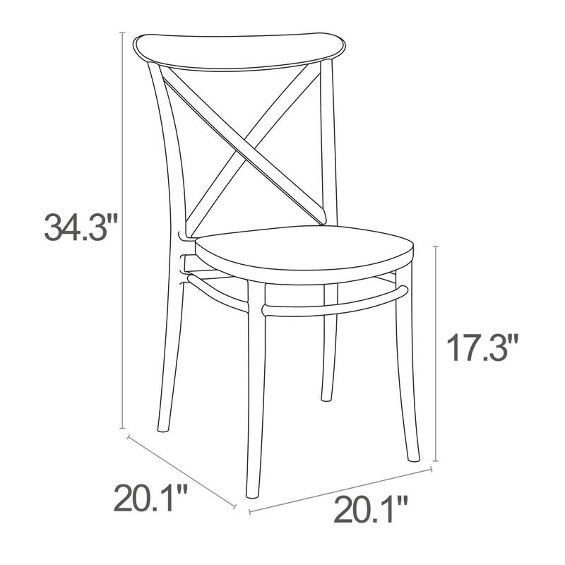 34.25" Gray Patio Cross Armless Dining Chair