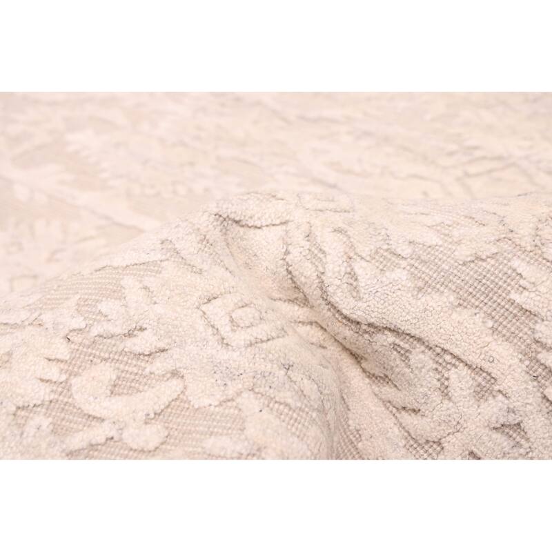 ECARPETGALLERY Hand Loomed Elysian Ivory Viscose, Wool Rug - 8'2 x 9'10