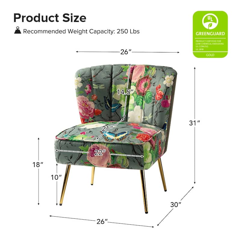 Almira Contemporary Upholstered Armless Side Chair with Tufted Back Set of 2 by HULALA HOME