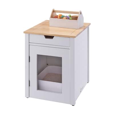 TRINITY | 20" Litter Box Enclosure End Table w/ Drawer | White