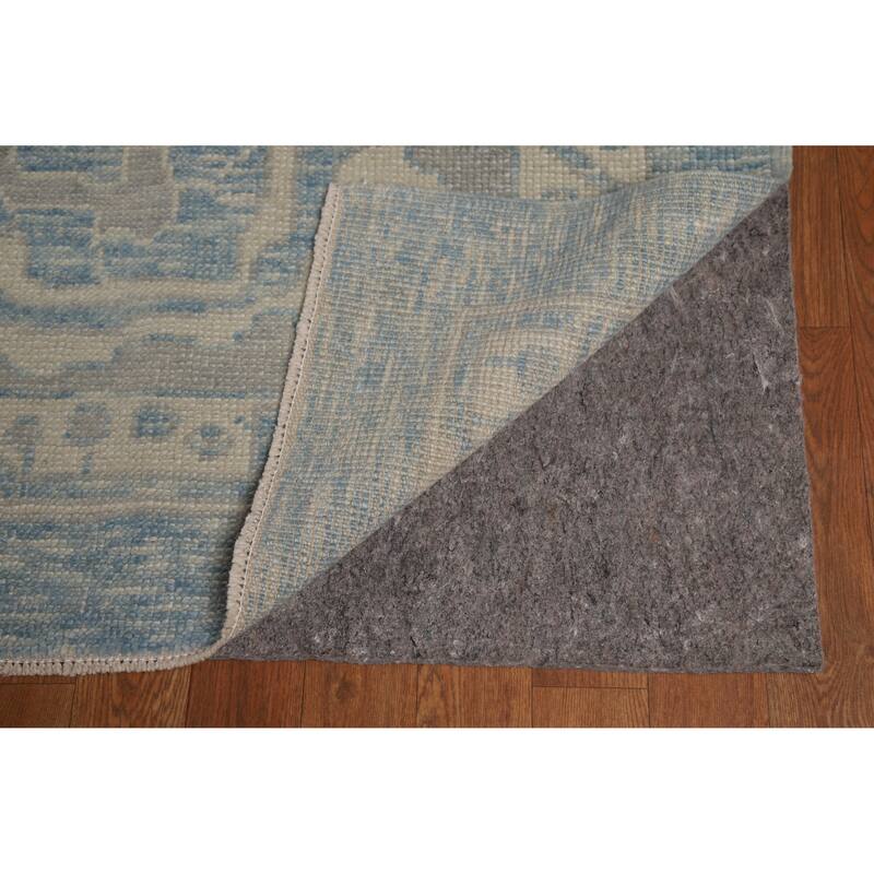 Hand Knotted Oriental 100% Wool Carpet Transitional All-Over Navy Blue & Blues Oushak Area Rug - 17' 7'' X 13' 6''