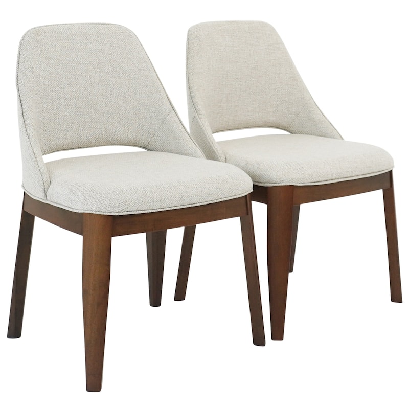 GDFStudio - Weston Modern Wood Upholstered Linen Dining Chair Set with Full-back Support, Set of 2 - 22"W