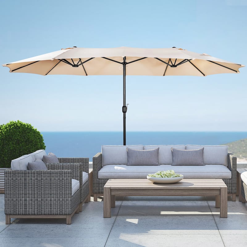 Johnn 15-foot Double-Sided Outdoor Offset Patio Twin Umbrella