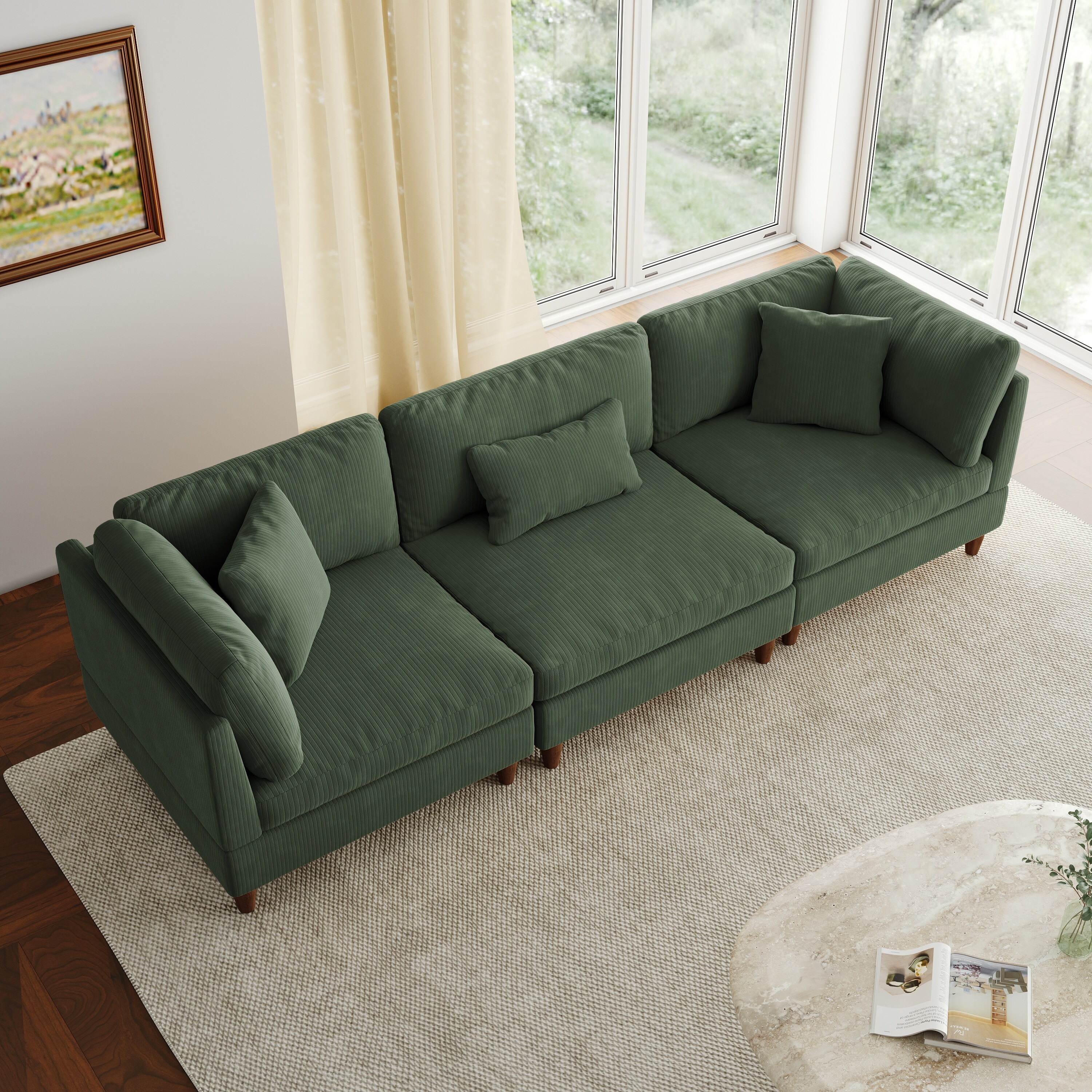 Jannae 112.12'' Upholstered Corduroy Sofa - Overstock - 43335755