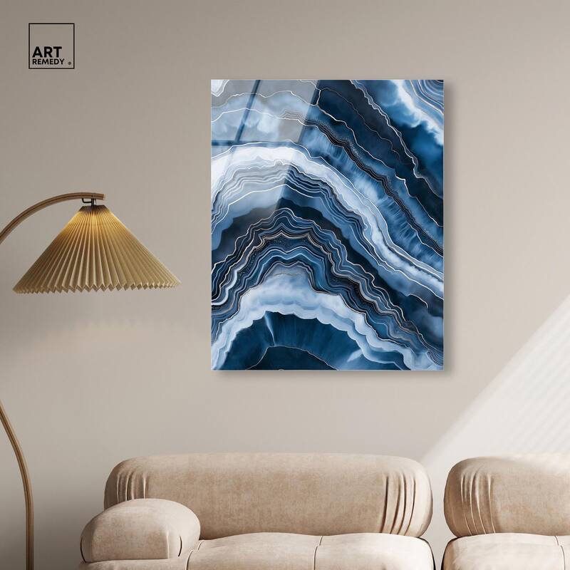 Azure Abyss Layers Acrylic by Art Remedy, Ready to Hang