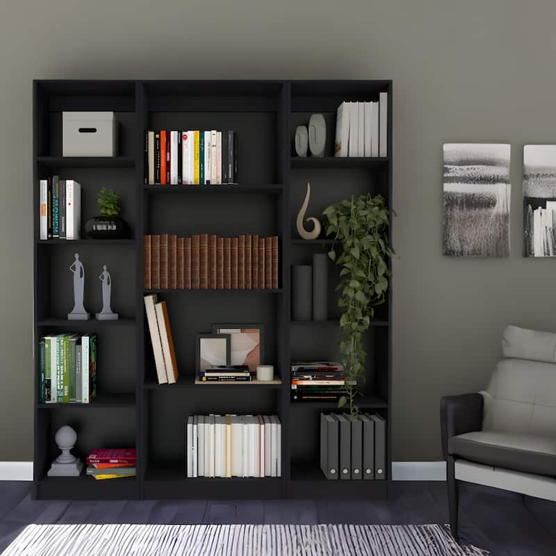 71" Black Four Tier Bookcase - Black