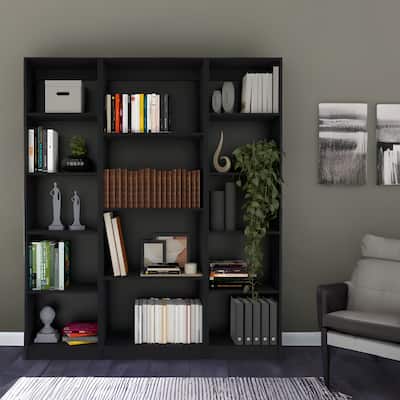 71" Black Four Tier Bookcase