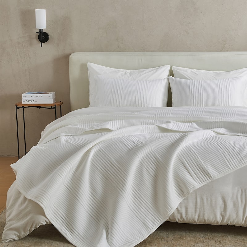 Linery & Co. Cotton Blend Jersey Knit Channel Stitch Quilt Set