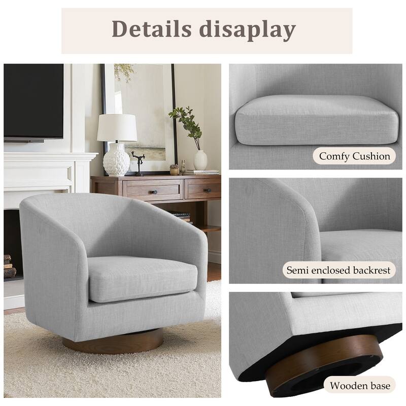 31.1'' W Modern Barrel Swivel Accent Chair