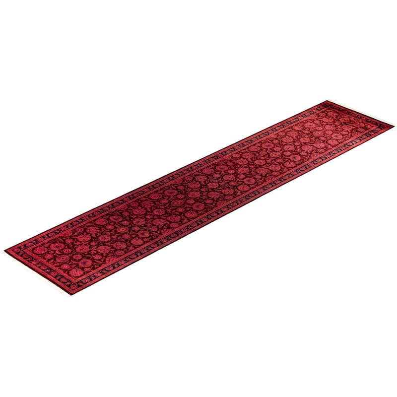 Overton Hand Knotted Wool Vintage Inspired Modern Contemporary Overdyed Pink Runner Rug - 2' 6" x 12' 3"