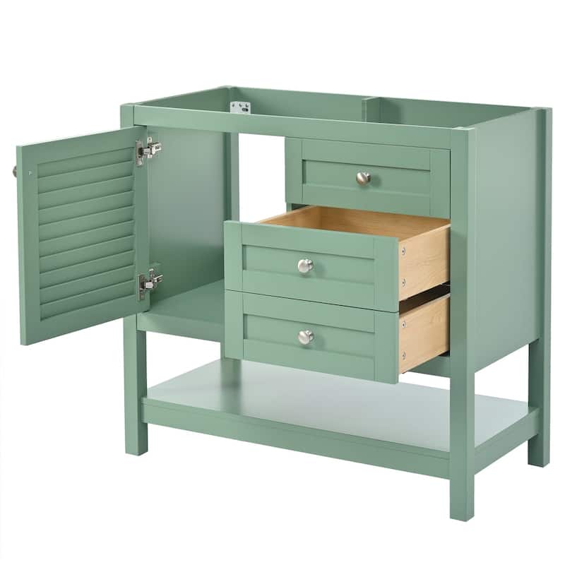 36 inch MDF Freestanding Bathroom Vanity in Green without Counter Top