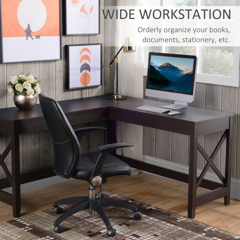 57" L-Shaped Corner Desk, Computer Home Office Desk and Writing Table