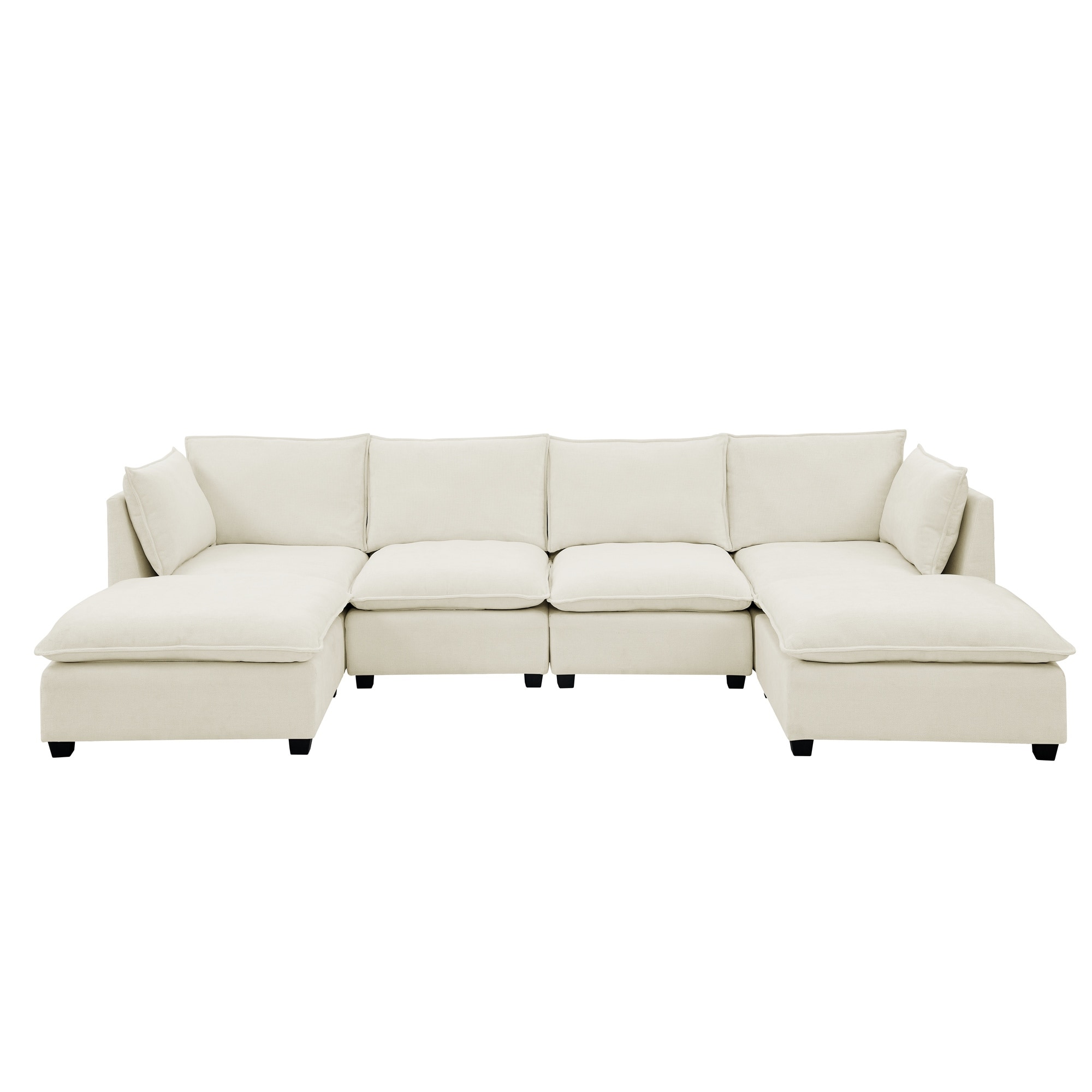 Oversized Modular U Shaped Sectional Sofa, 4 Seater Chenille Cloud Sofa Couches with Deep Seat