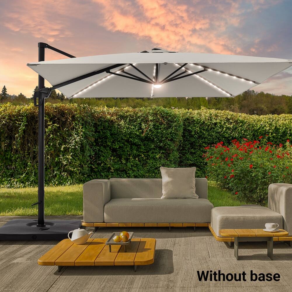 BONOSUKI 10x10FT LED Cantilever Patio Umbrella Angle Adjustment
