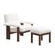 preview thumbnail 4 of 13, Roomfitters Mid-Century Accent Chair with Ottoman, Fabric Upholstered Armchair and Footrest Set with Wood Frame, White