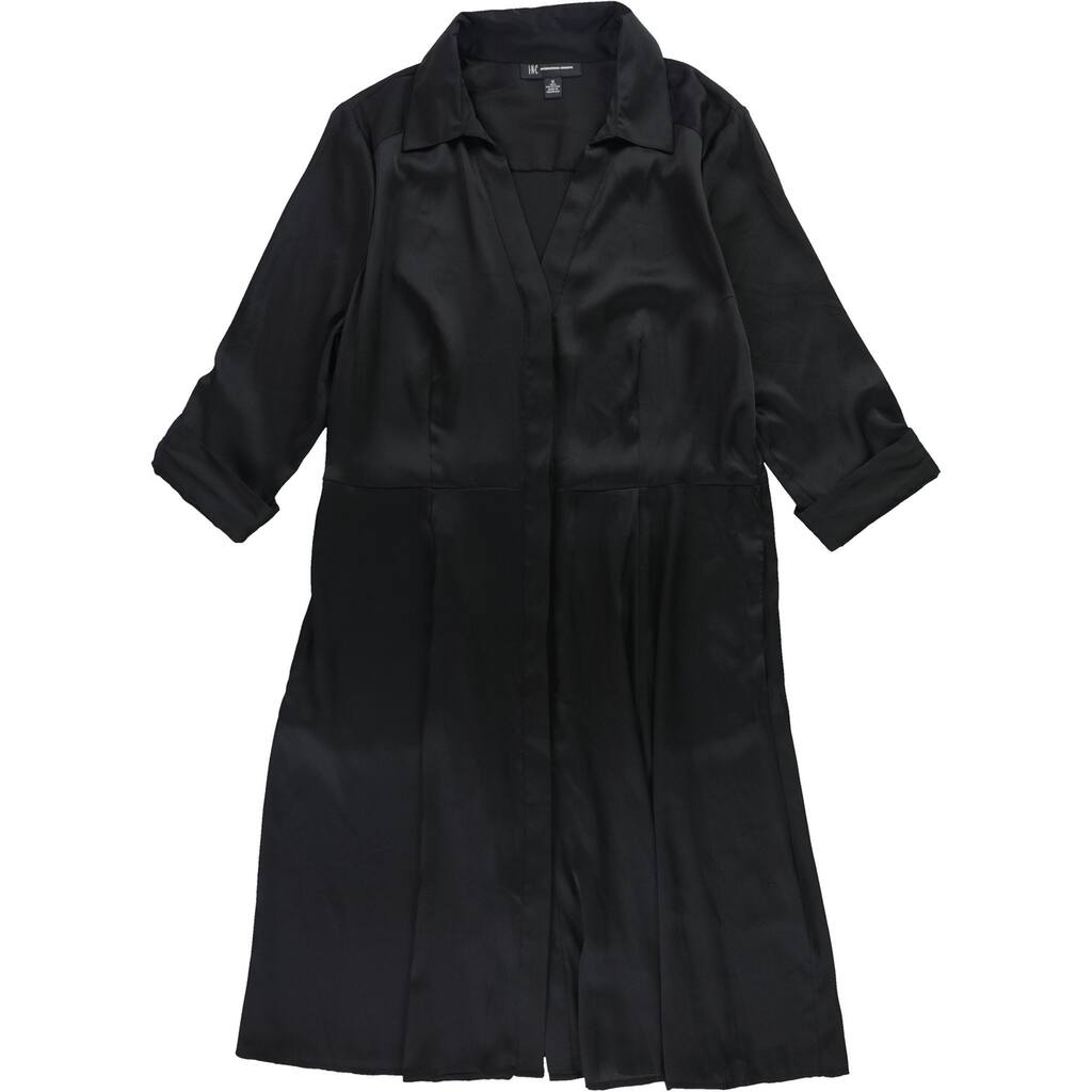 I.N.C Womens Button Up Shirt Dress,, Black, 12