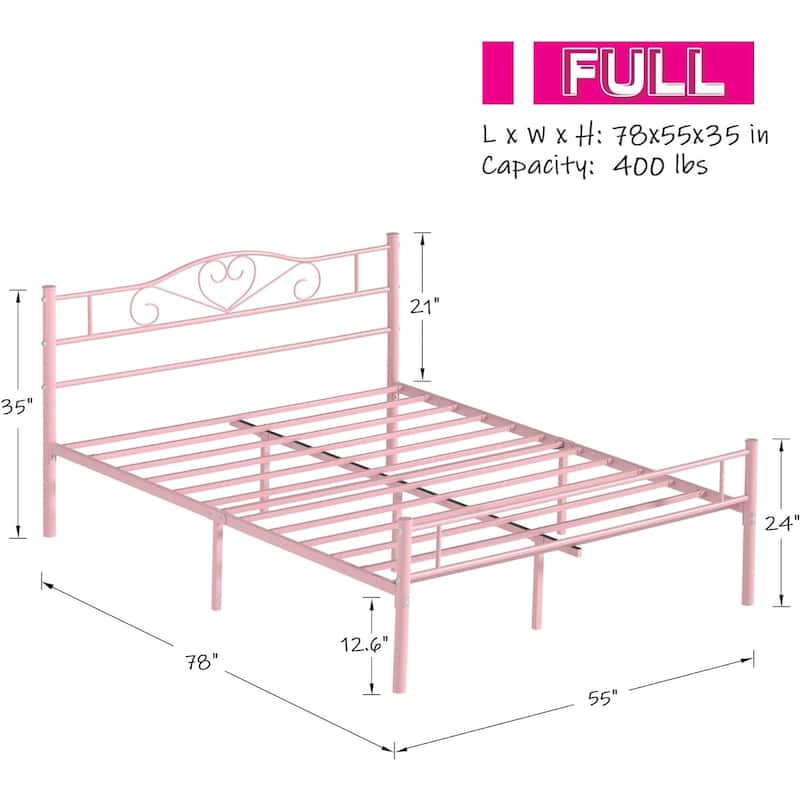 Victoria Metal Platform Bed Frames with Headboard