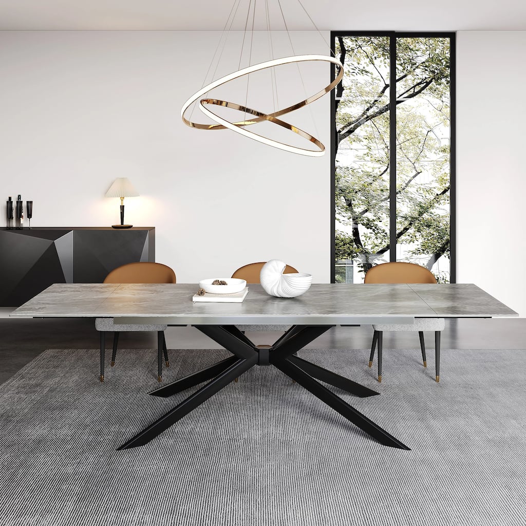 110.24'' Extendable Rectangular Sintered Stone Dining Table - 78.74" to 110.24"