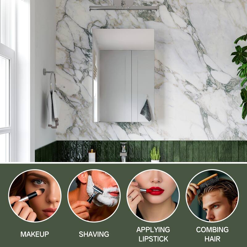 16x24 in Mirrored Medicine Cabinet, Copper-Free, Soft-Close Blum Hinges, Recessed/Surface, Anodized Chrome
