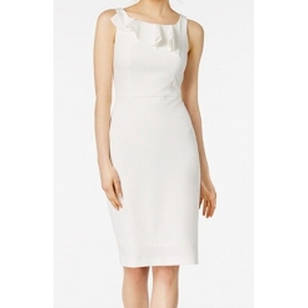 calvin klein white ruffle dress