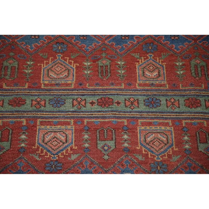Geometric Red Sirjan Oriental Area Rug Hand-knotted Wool Carpet - 8'0"x 9'10"