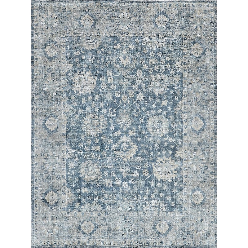 EXQUISITE RUGS Kensington Hand-loomed Wool/Bamboo Silk Navy Area Rug.