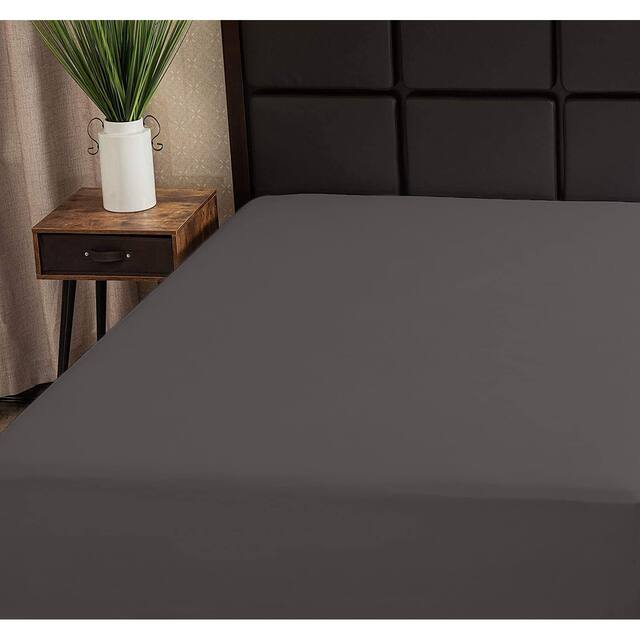Superity Linen Cotton Fitted Bed Sheet - Full xl - Dark Gray