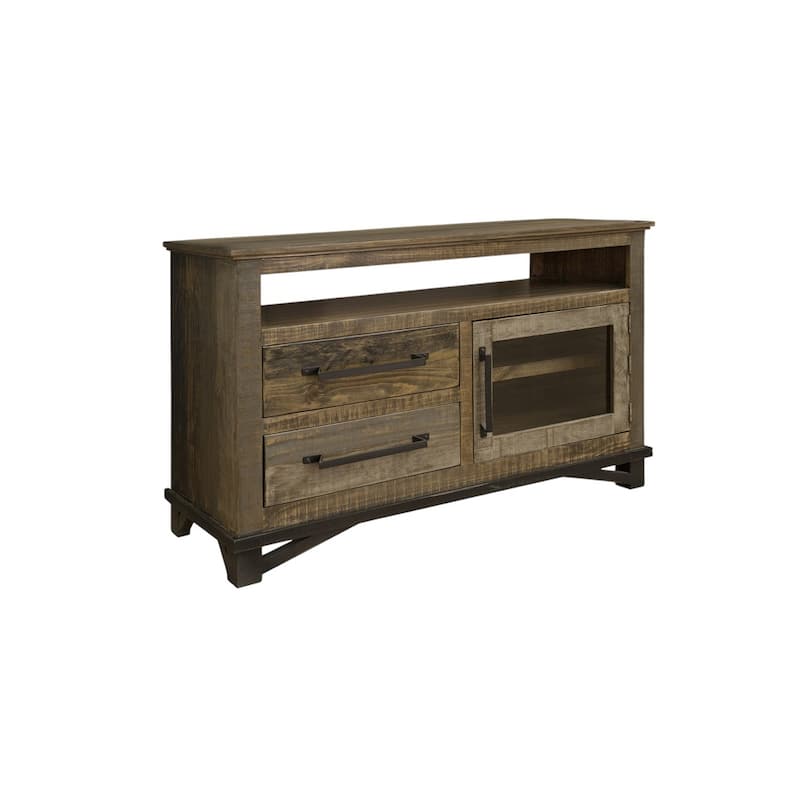 HomeRoots 51" Brown Solid Wood Cabinet Enclosed Storage Distressed TV Stand - 51.25' X '32' X '17.75