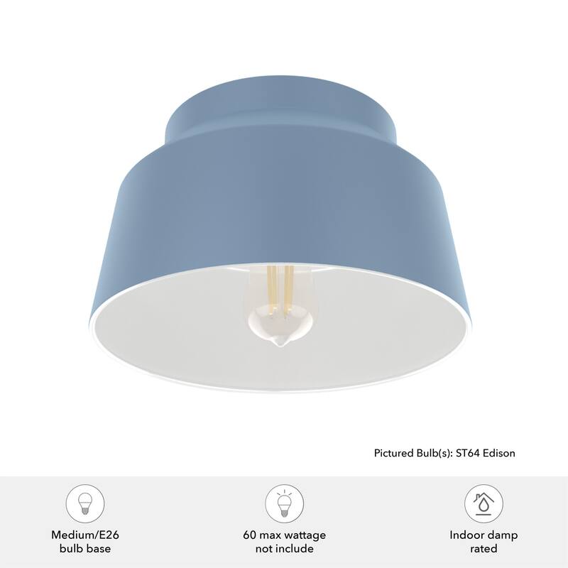 Hunter Cranbrook 1-Light Flush Mount Ceiling Light - Bathroom, Office, Hall, Kitchen - Mid-Century Modern - Damp Rated!
