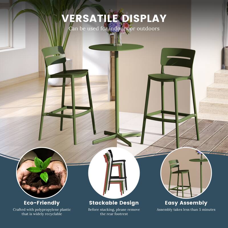 Frond and Form 2-Person Outdoor Round Dining Set Bar Height