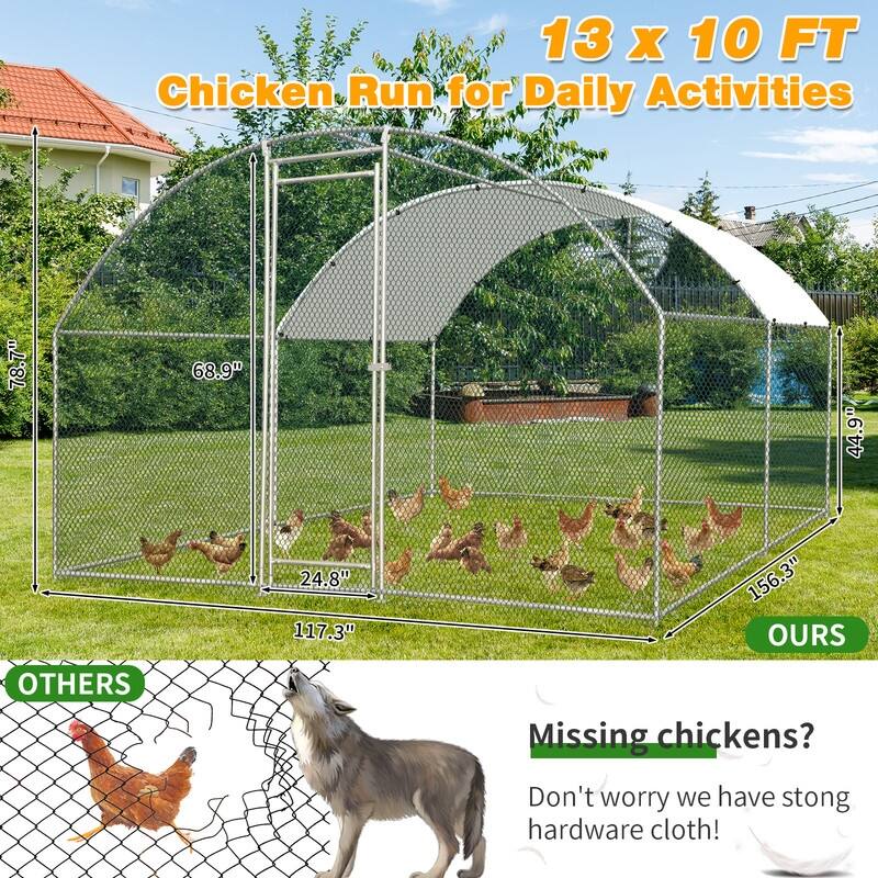 Outdoor Metal Large Poultry Coop for Chicken Rabbits Small animals
