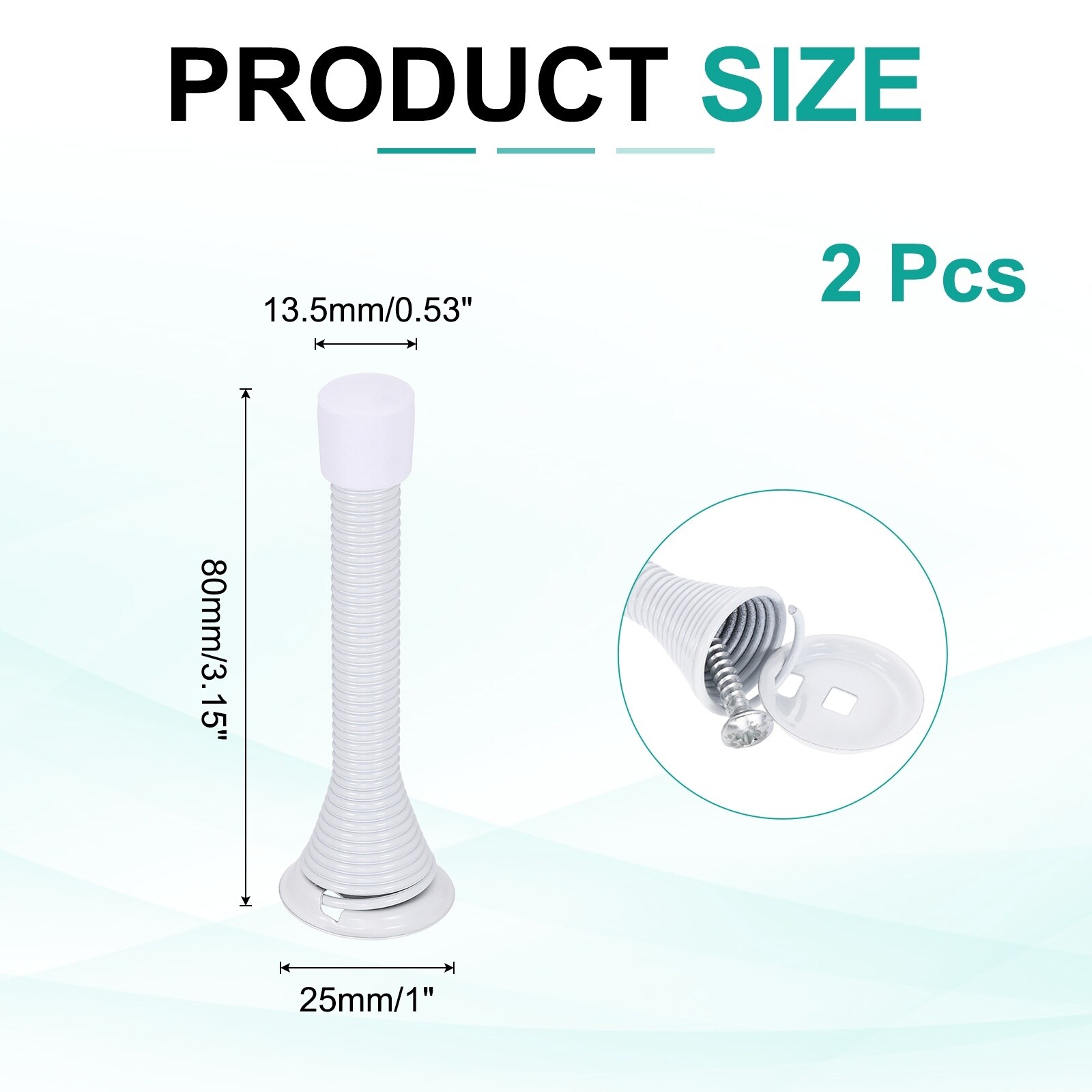 Spring Door Stopper, Spring Steel Door Stops with Rubber Tips Bumper for Bottom of Doors Protection