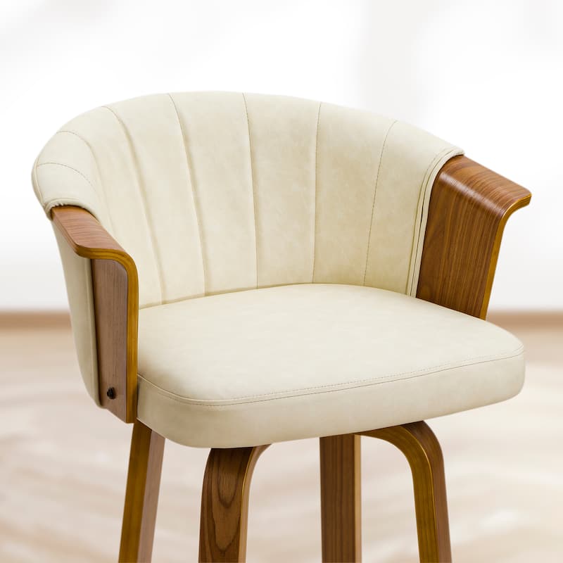 Art Leon Wood and Faux Leather Counter Height Barstool, Set of 2